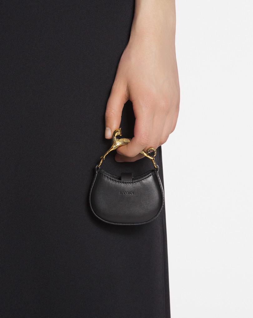 Shop Lanvin Cat Leather Mini Bag In Black
