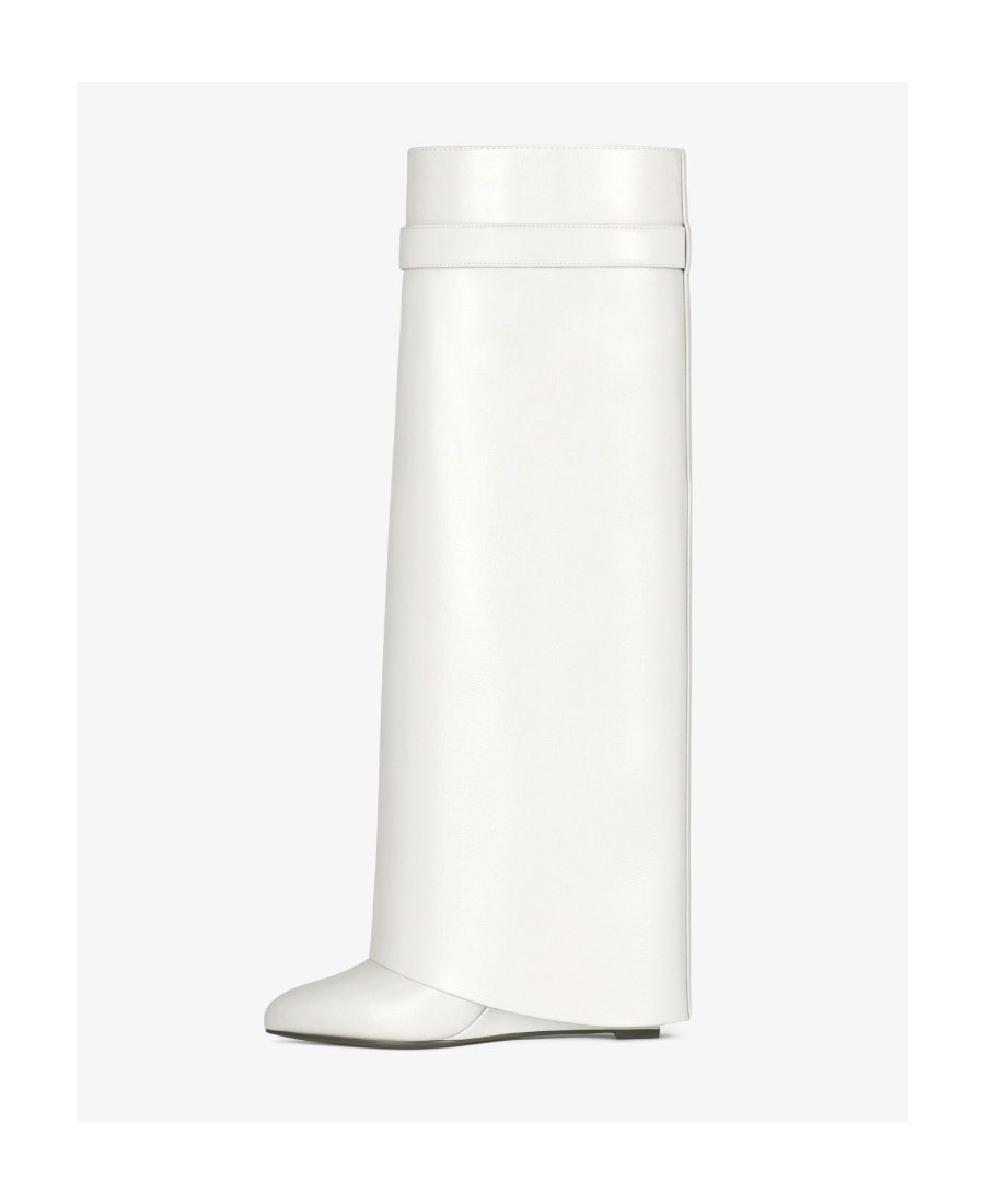 Givenchy Leather Shark Lock Knee-high Boots 90 In White