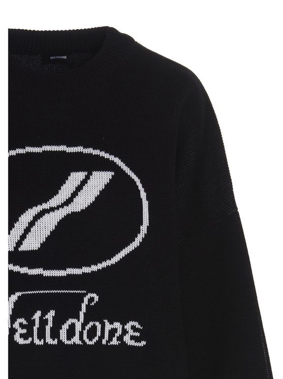 We11 Done Logo Jacquard Intarsia Sweater In Black