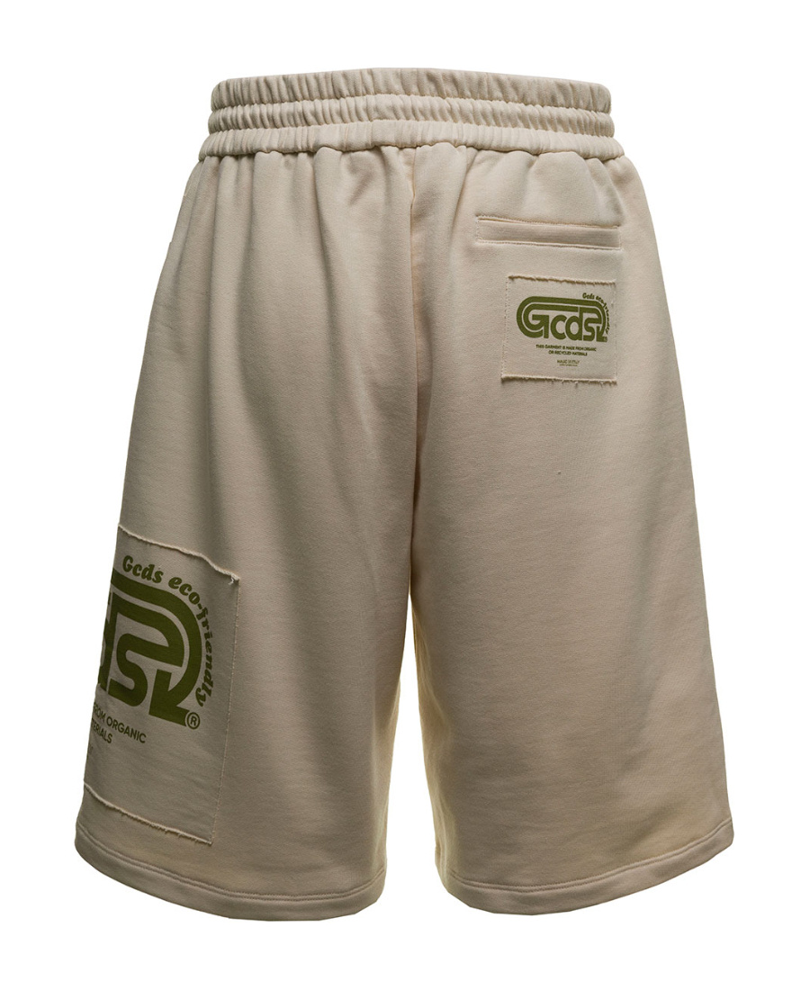 Gcds Logo-print Cotton Track Shorts In Nude