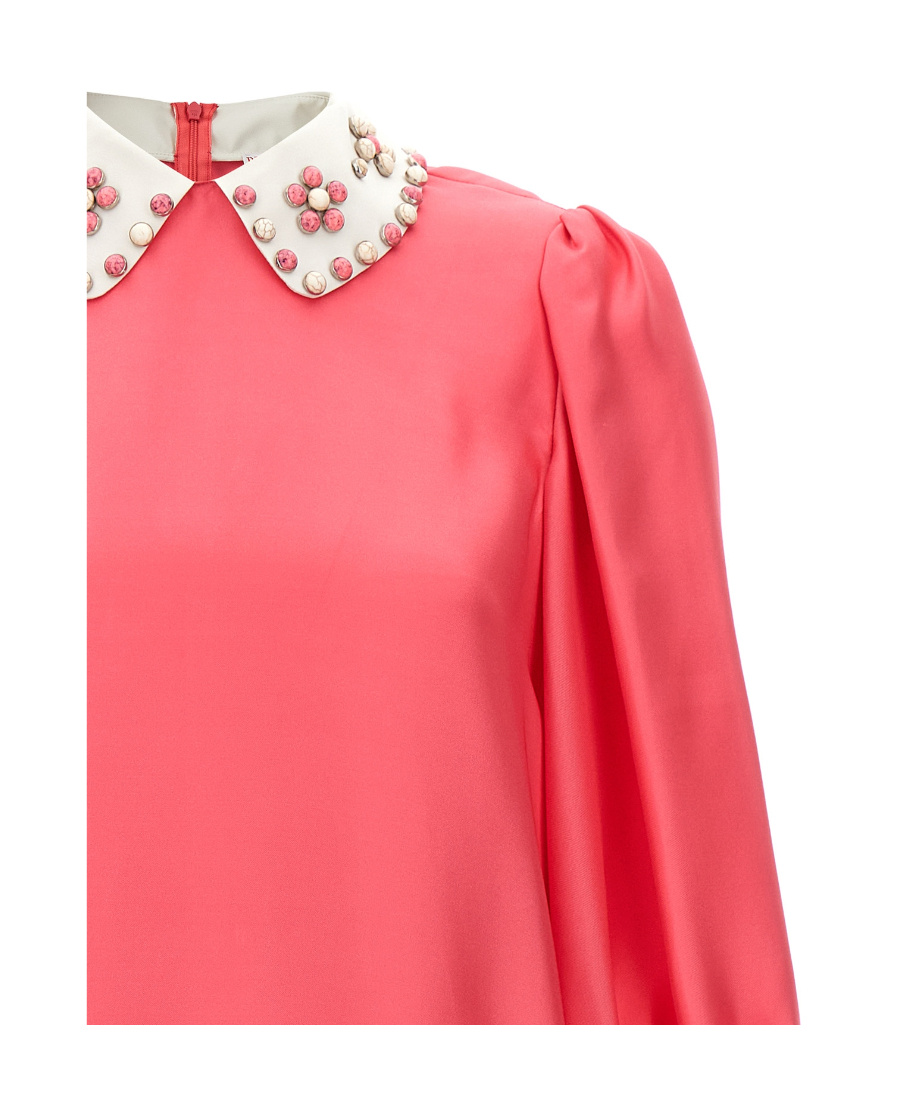 Red Valentino Rivet Collar Dress In Red