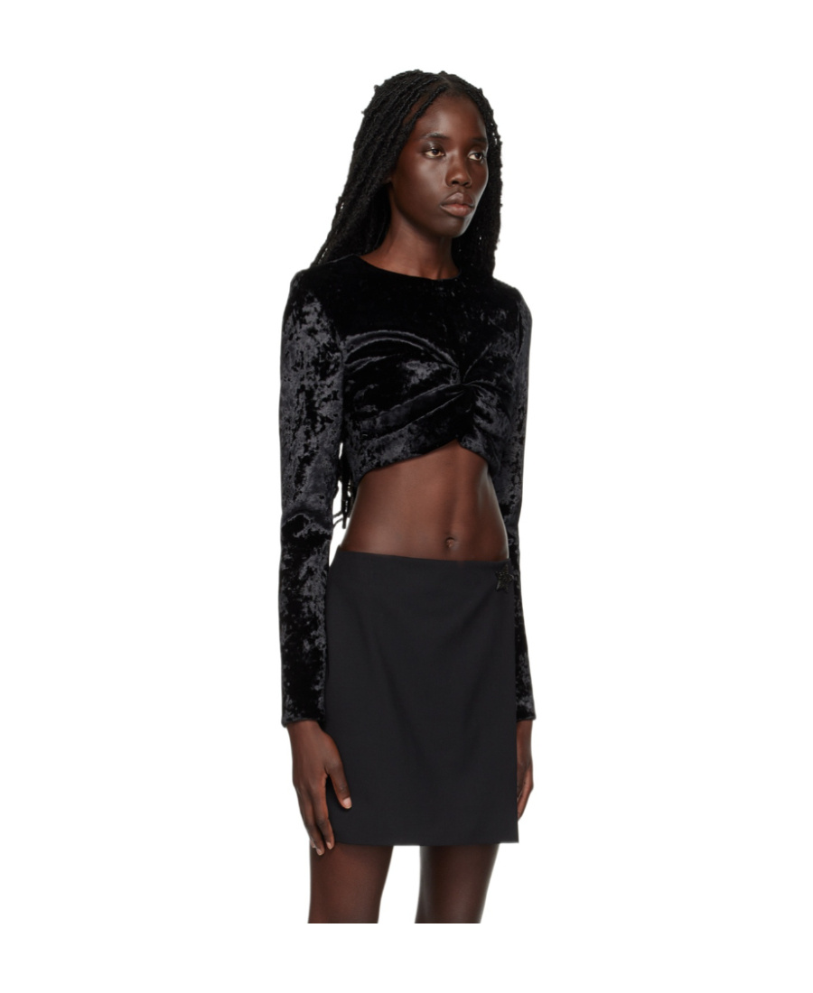 Msgm Black Twist Blouse In Black
