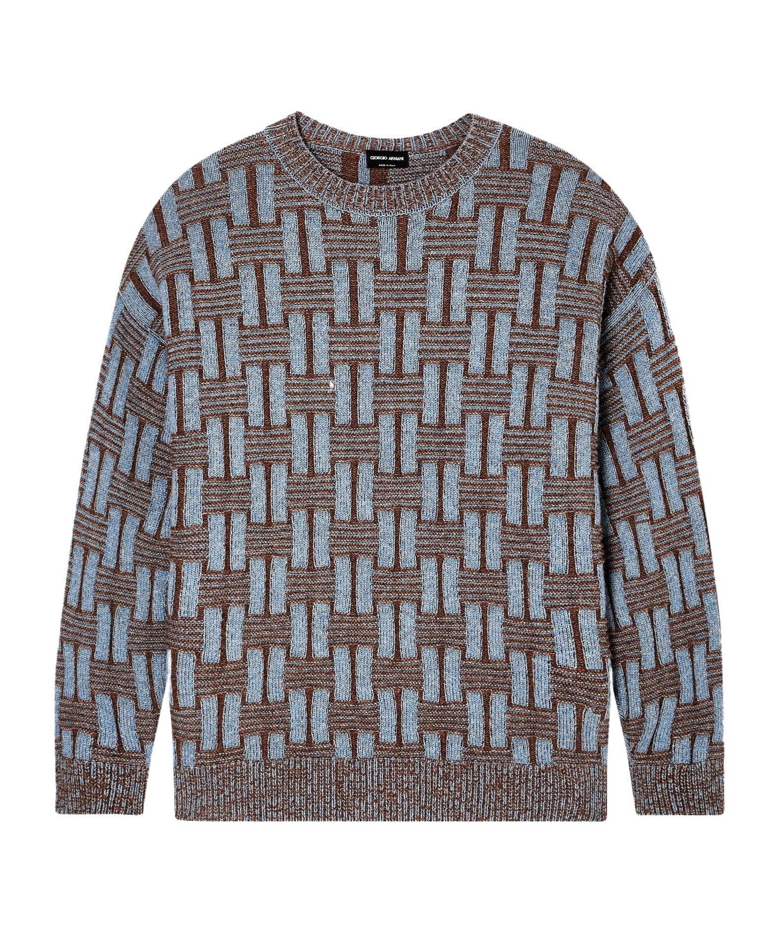 Giorgio Armani Crew Neck Geometric Pattern Sweater In Multi