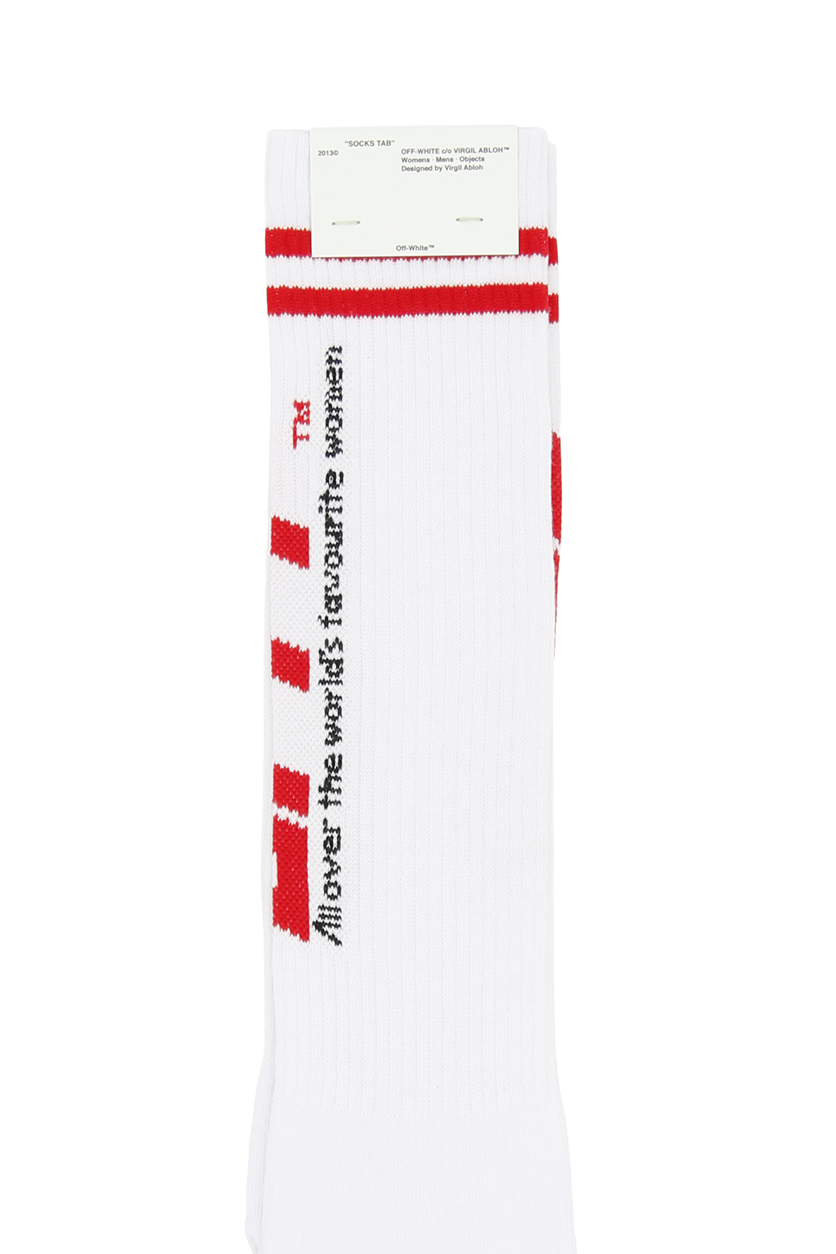 Off-white Logo Print Striped Socks In White