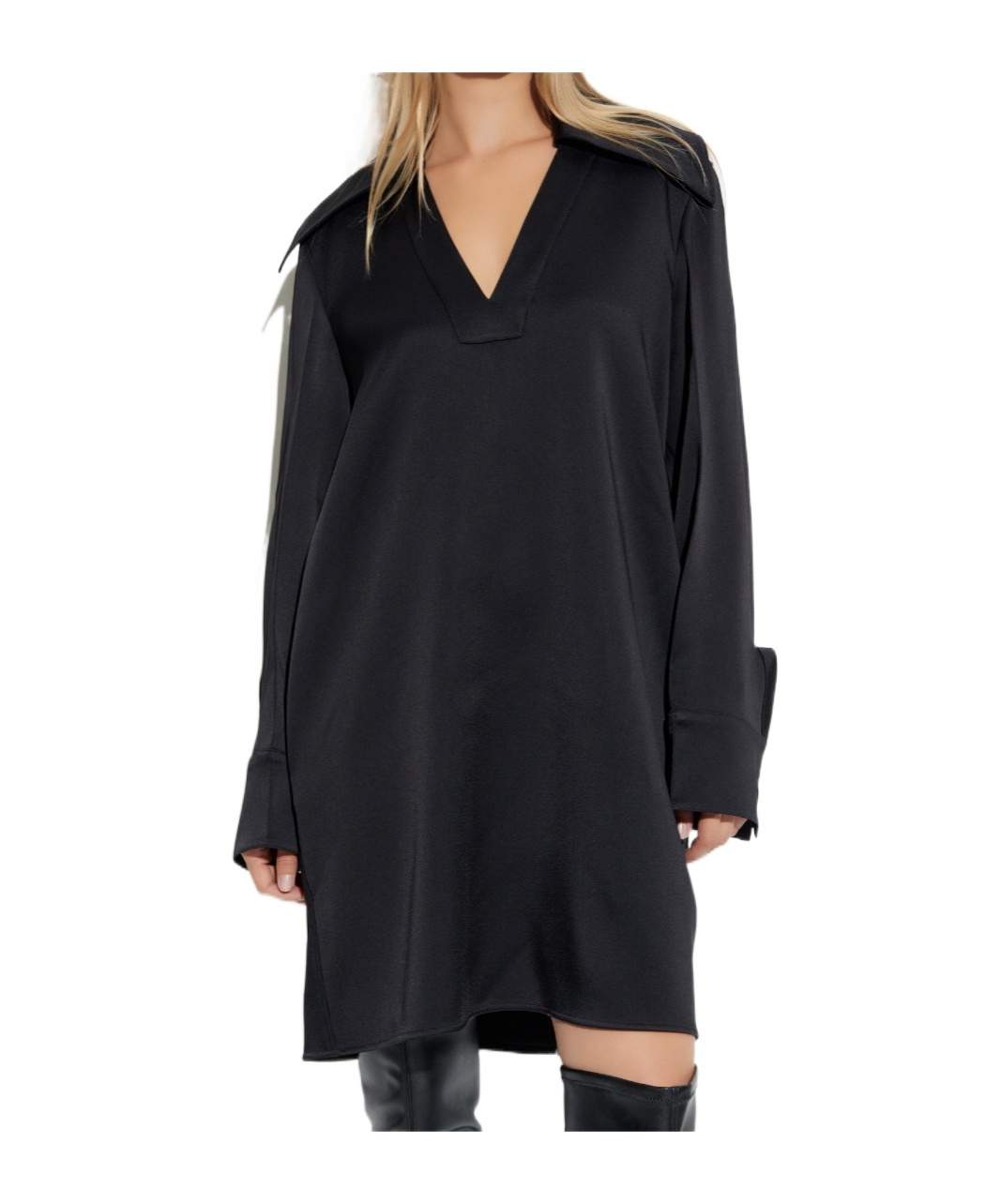 Jil Sander Oversized-collar Shirt Dress In Black