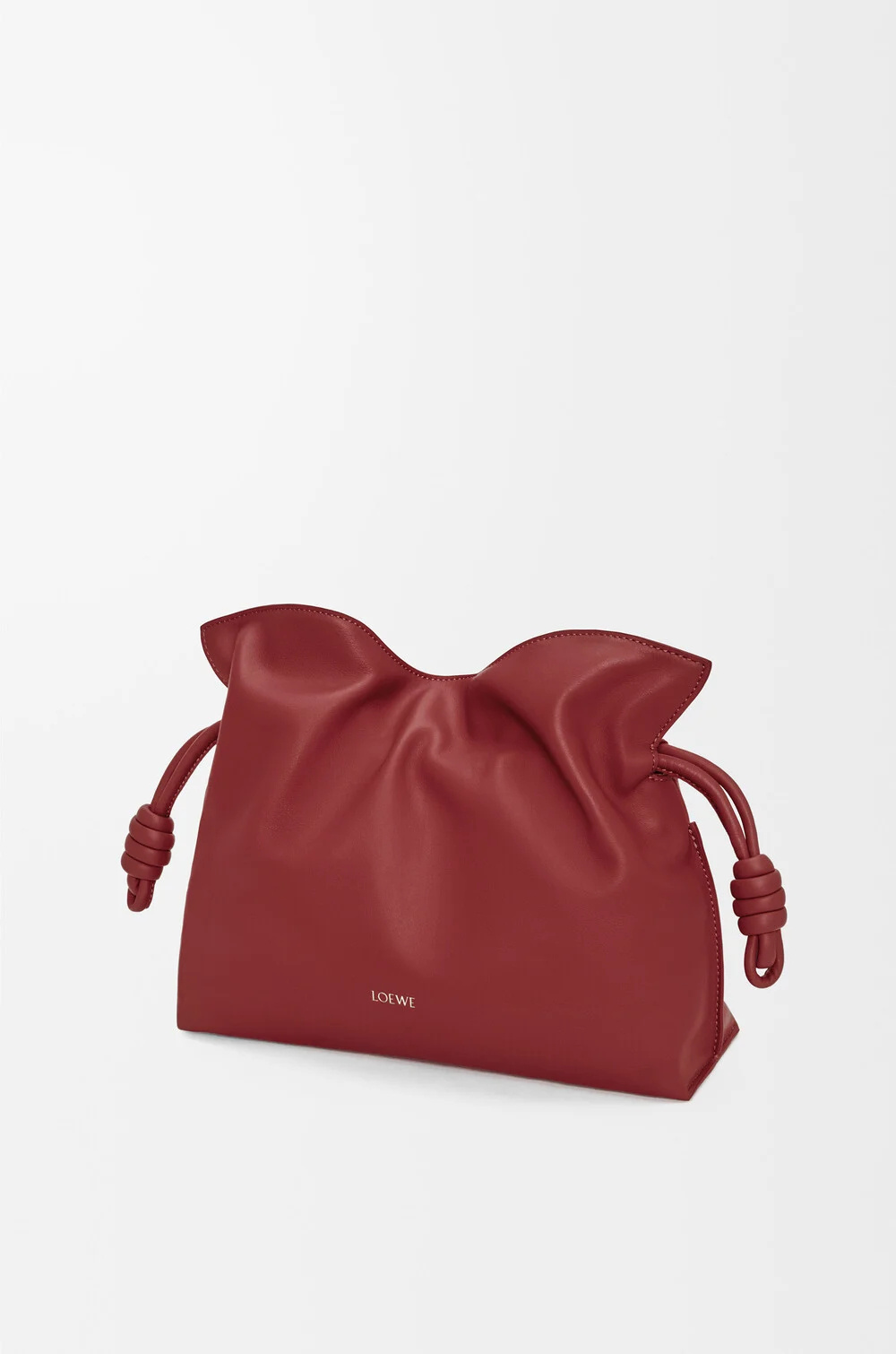 Loewe Knotted Drawstring Bucket Bag In Burgundy