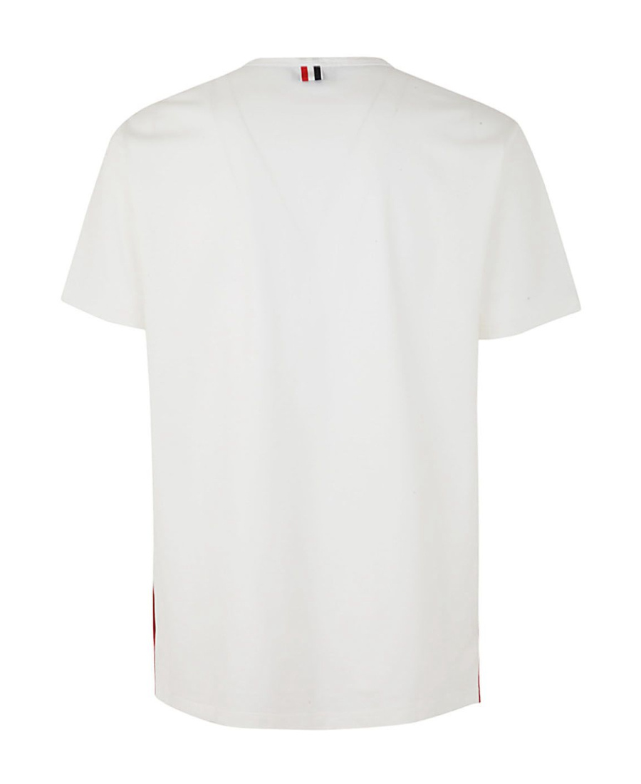 Shop Thom Browne T-shirt With Round Neck And Short Sleeves In White
