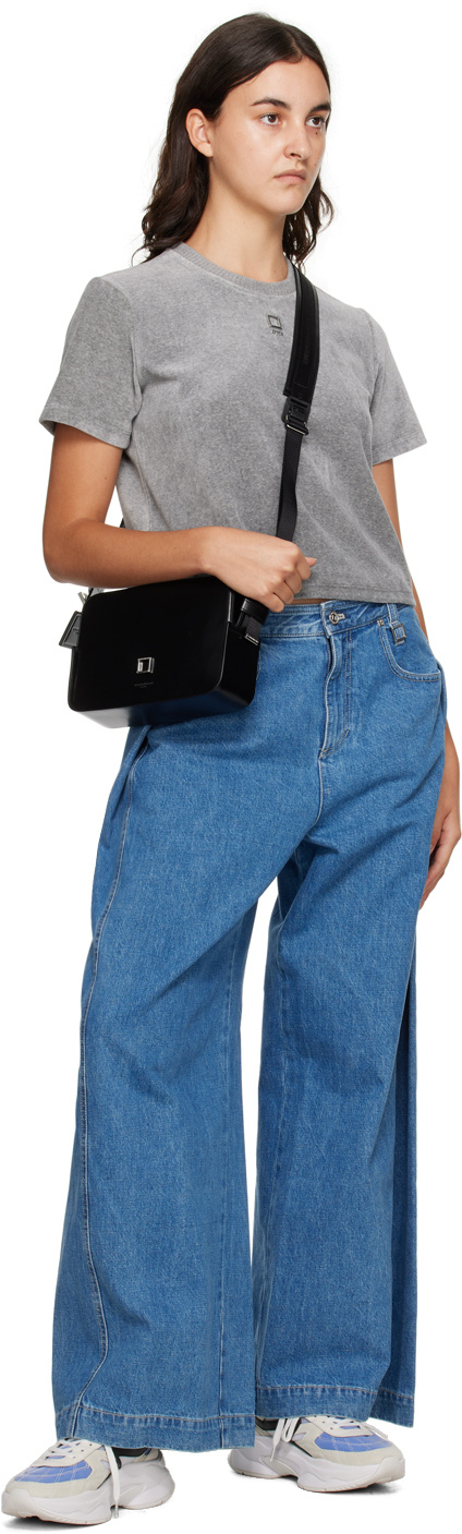 WOOYOUNGMI EMBOSSED PATCH DENIM TROUSERS