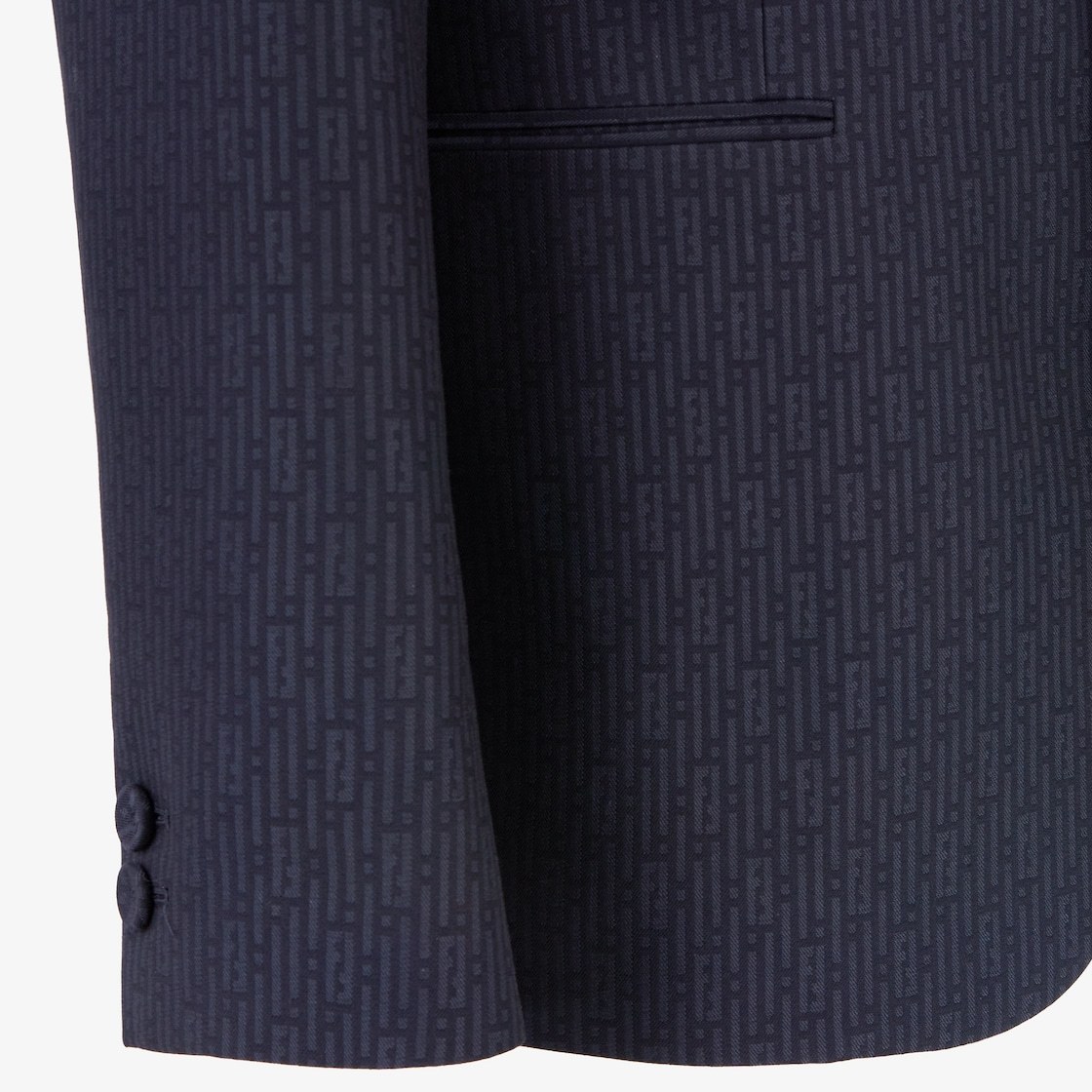 Fendi Ff Motif Long Sleeve Wool Jacket In Blue