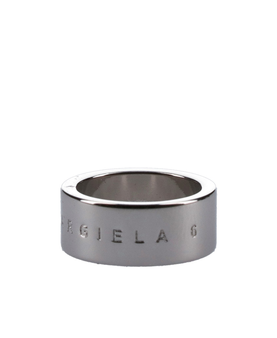 Mm6 Maison Margiela Engraved-logo Ring In Gray