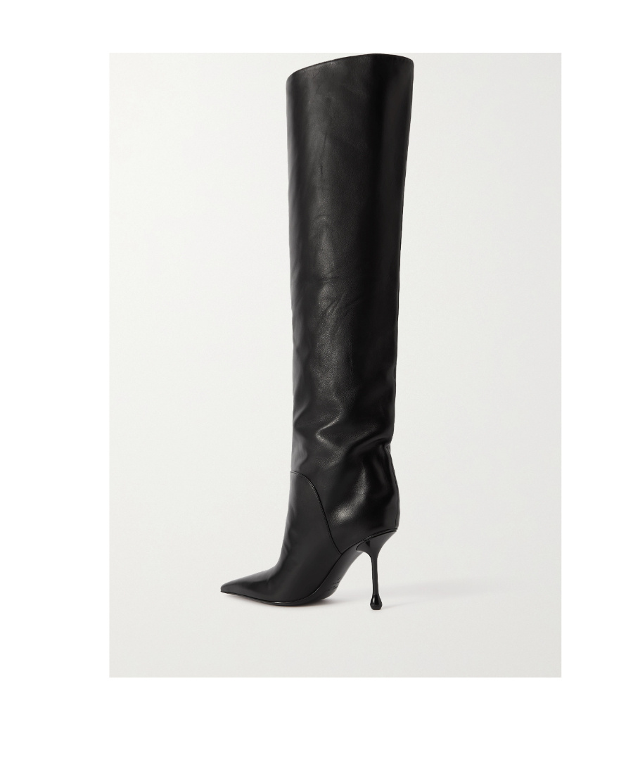 Jimmy Choo Cycas 95 Black Leather Boots In Black