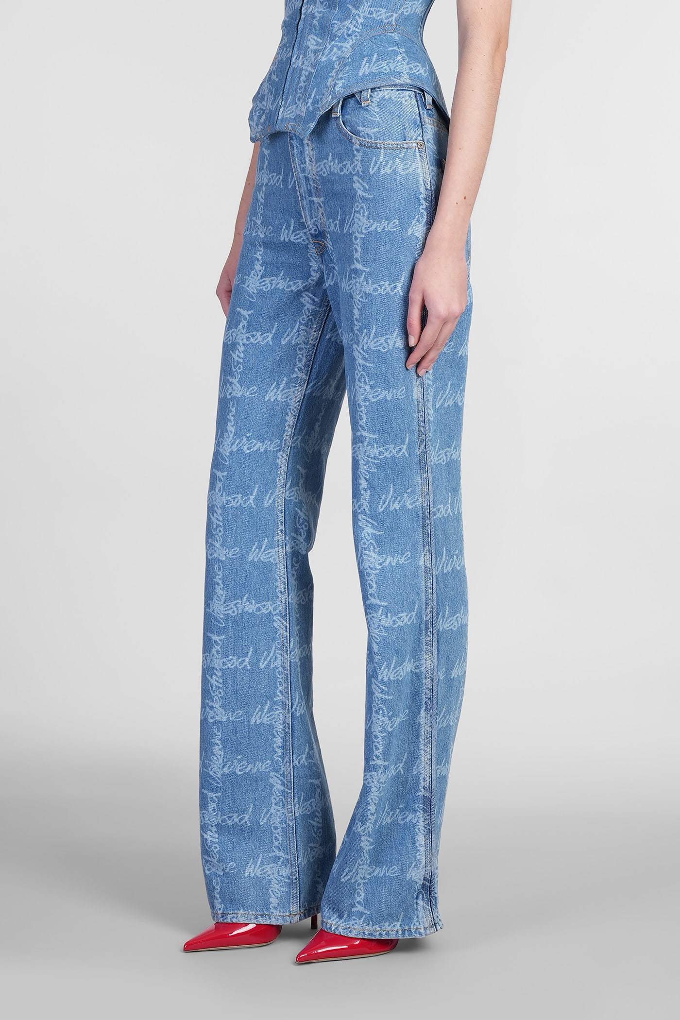 Vivienne Westwood Ray 5 Pocket Jeans Laser Denim Vw-grid-blue 31 Women In Blue