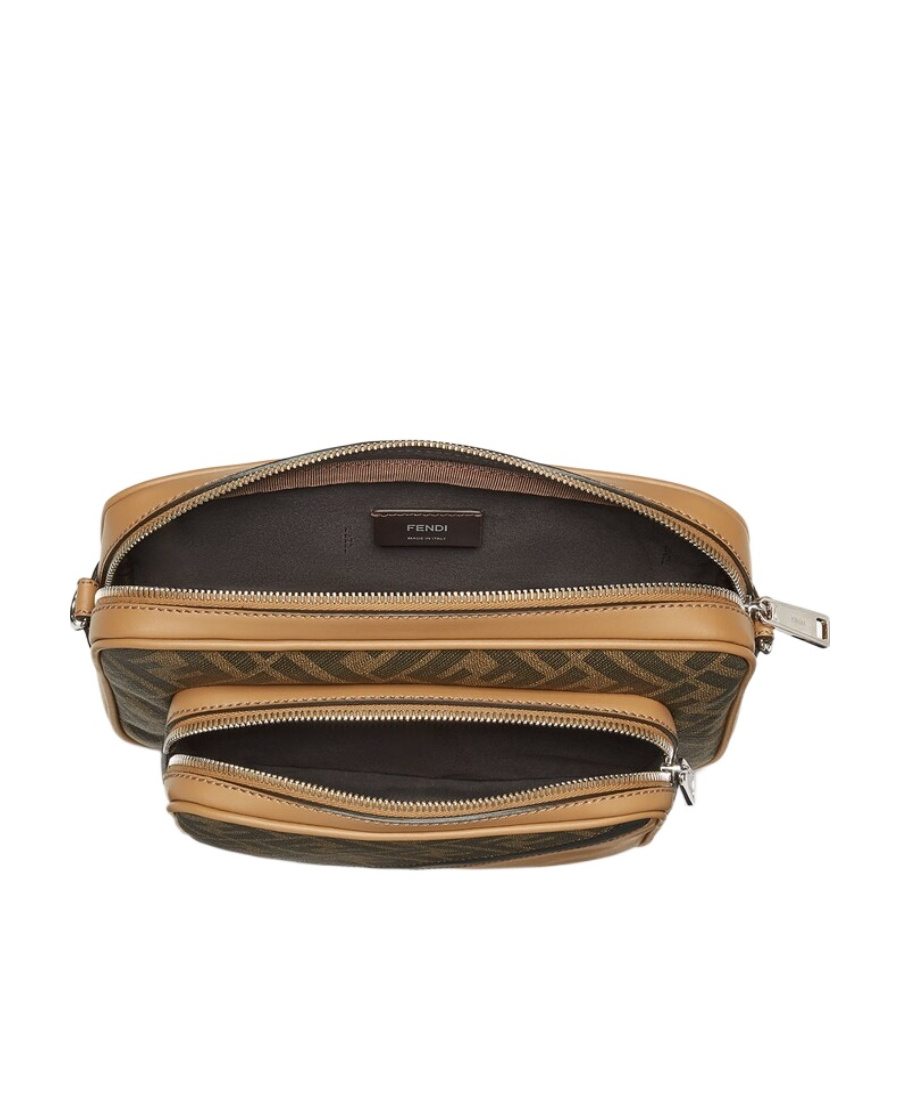 Fendi Luxurious Lamb Leather Crossbody Handbag In Argentopal For Women In Brown
