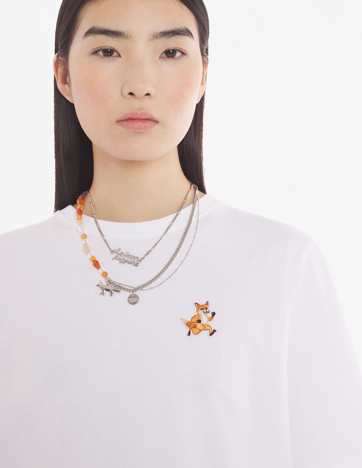 Maison Kitsuné Baby Fox Patch Regular Tee Shirt In White