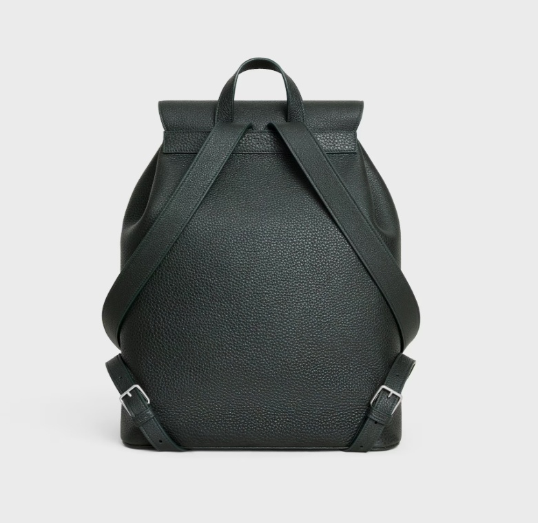 Celine Large Backpack Folco In Grained Calfskin In Black
