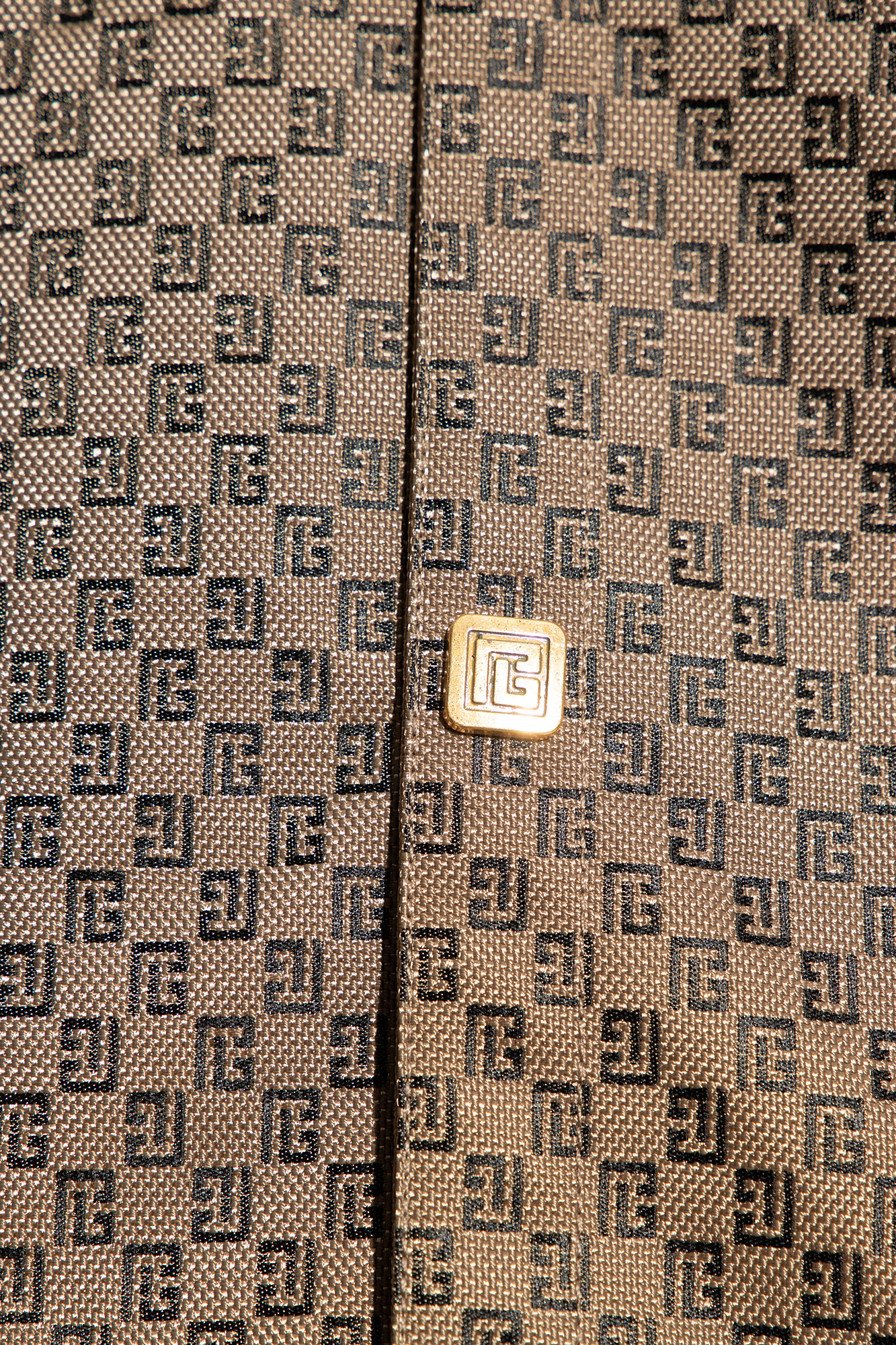 Shop Balmain Pb-monogram Shirt Jacket In Brown