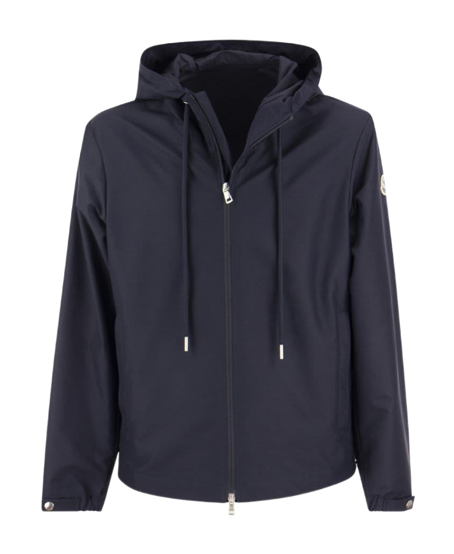 Moncler Logo-print Hooded Jacket In Blue