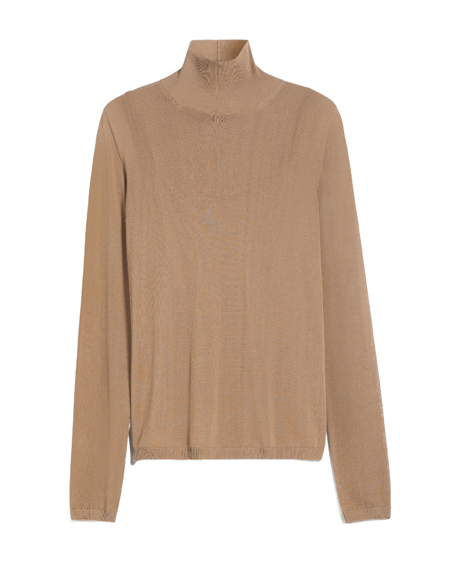 Max Mara High-necked Translucent Sweater In Nude