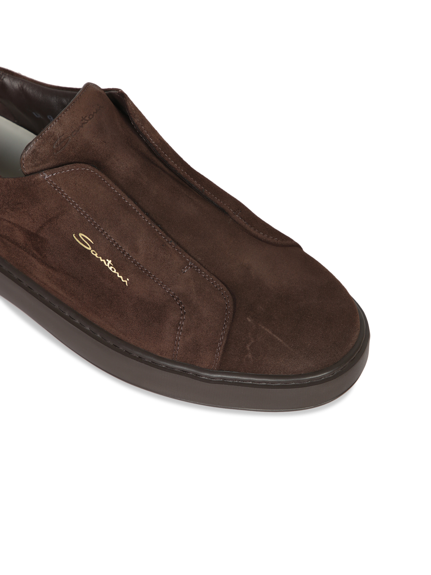 Santoni Double Buckle Sneaker Man Sneakers Dark Brown Size 12 Leather In Brown