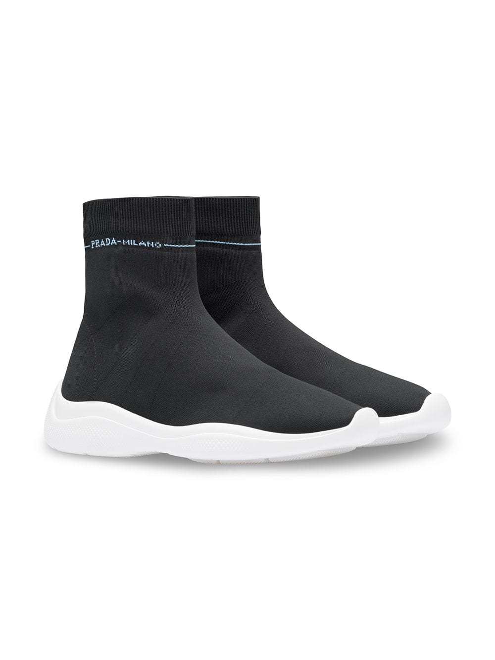 Prada Strapless High-top Sneakers In Black