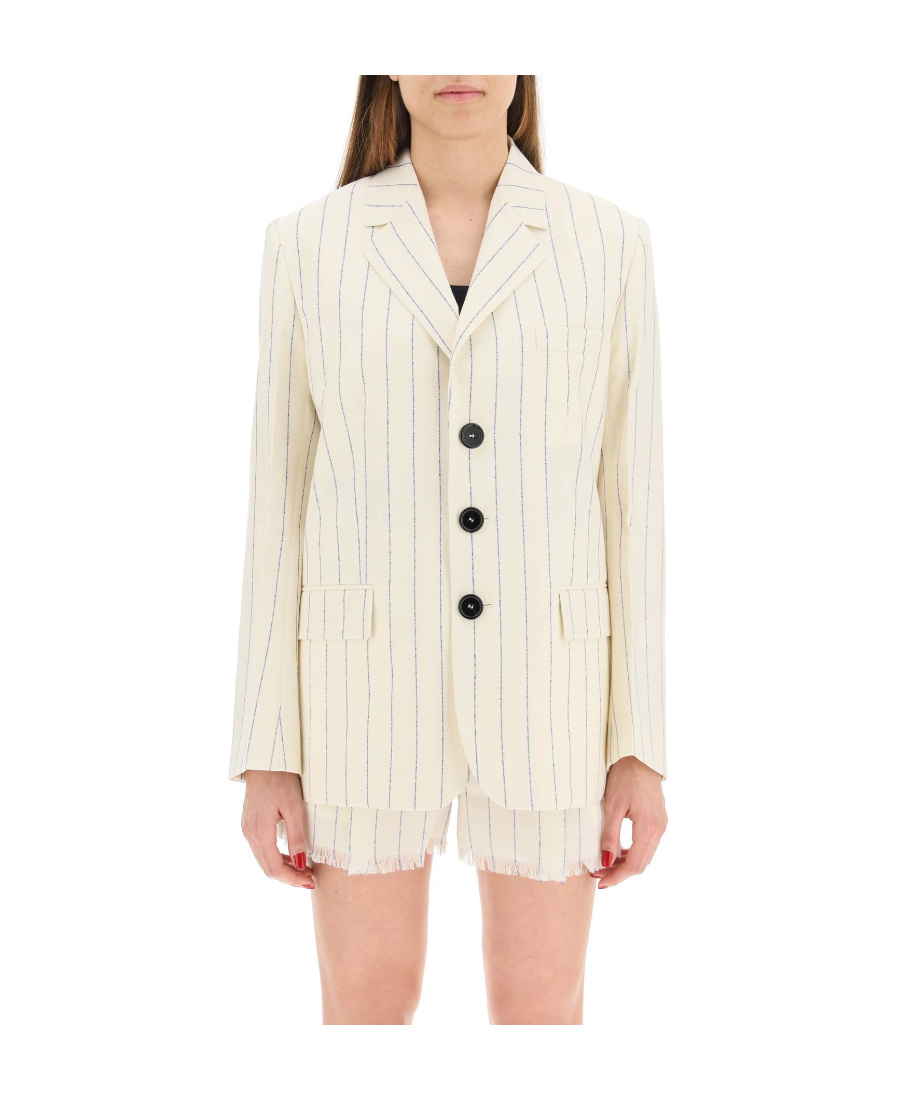 Marni Hip-lenght Single Breasted Buttoned Jacket In White