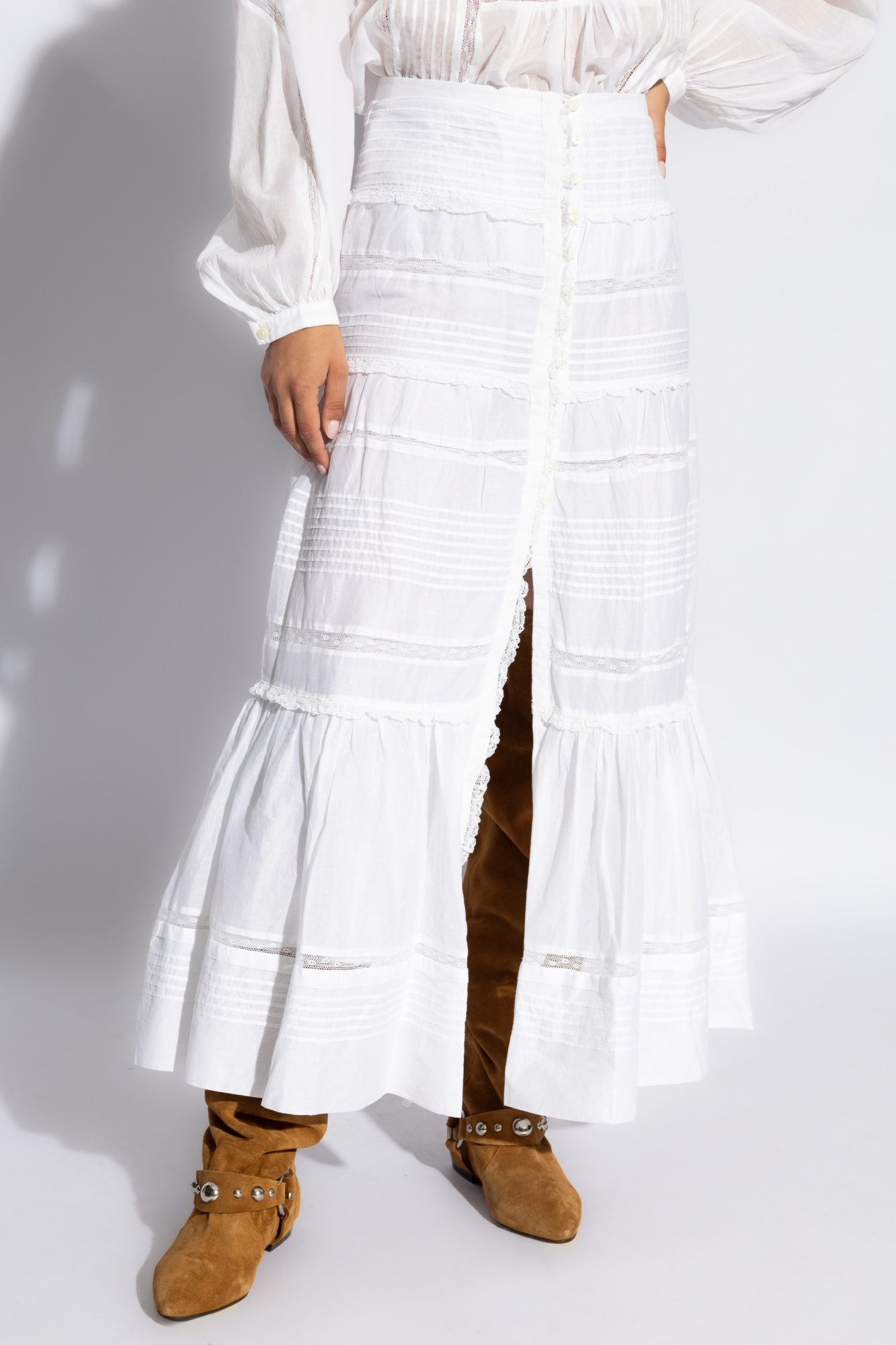 Isabel Marant Étoile White Cotton Voile Dusta Long Skirt In White