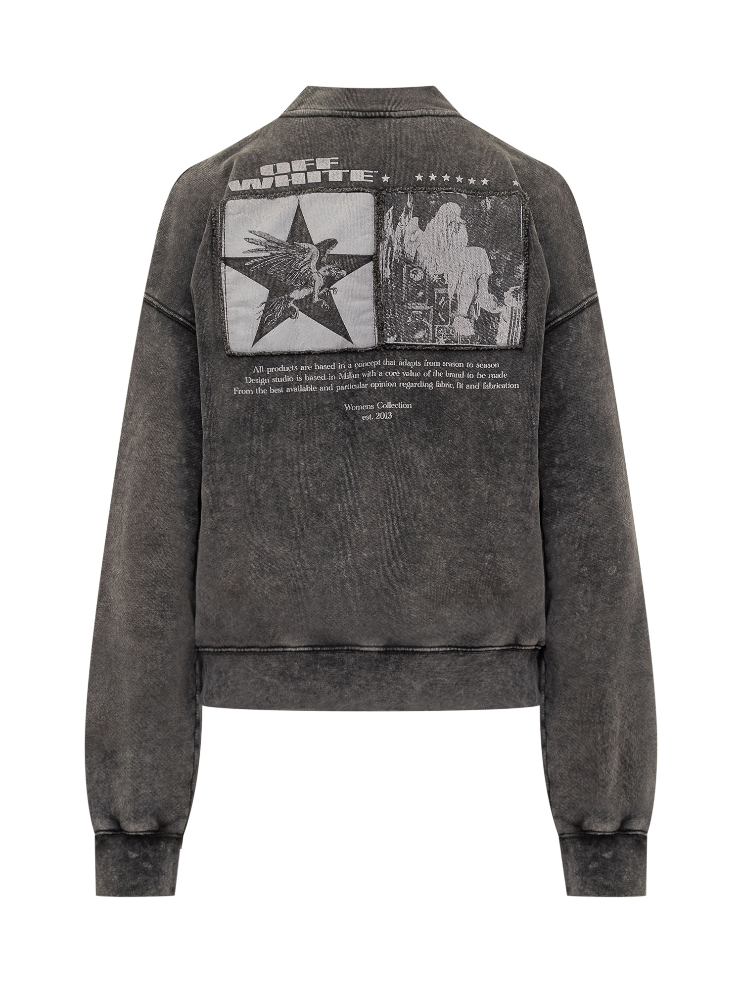 Off-white Black Washed Effect Sweatshirt With Logo In Gray