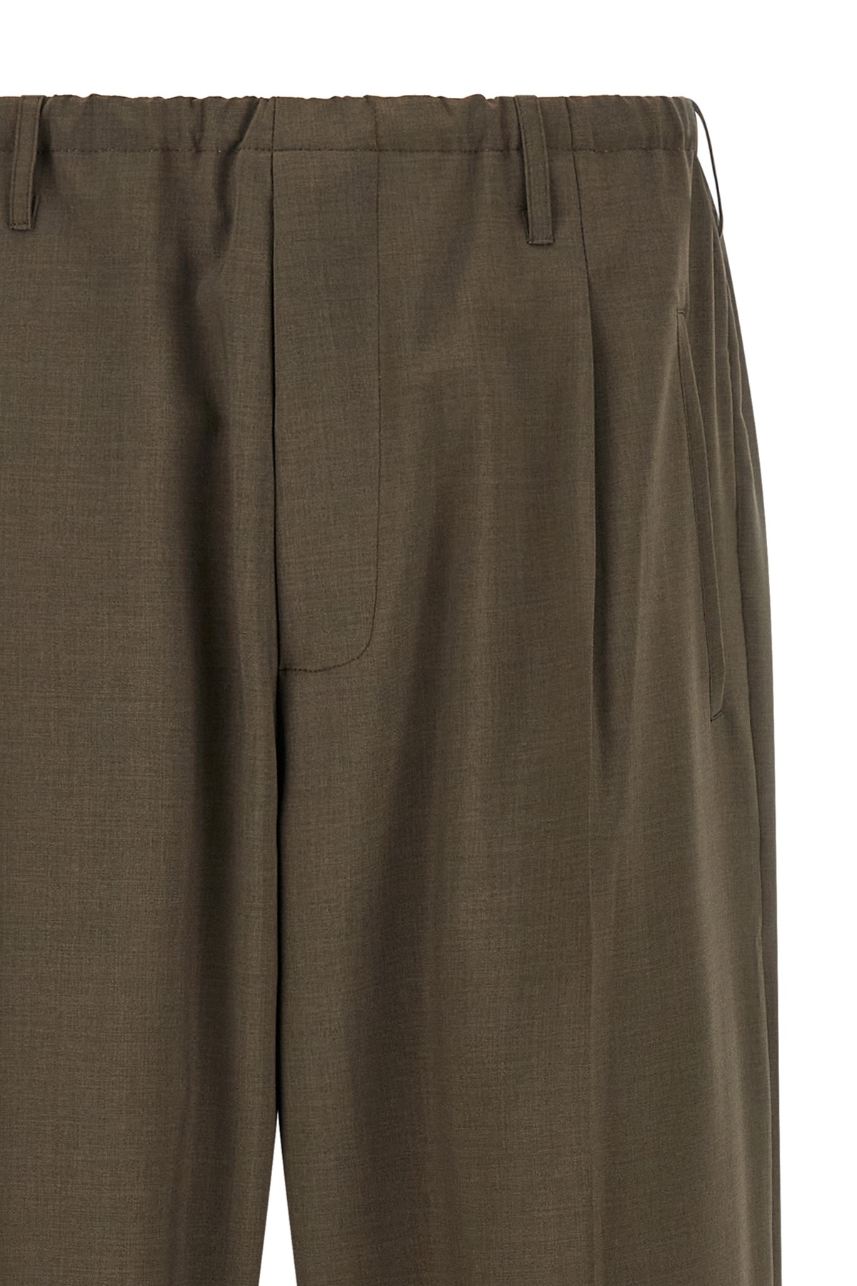 Magliano Elastic Waistband Cuffed Hem Trousers In Brown