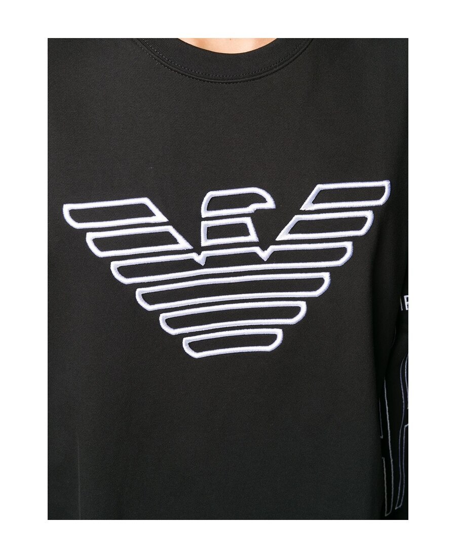 EMPORIO ARMANI LOGO EMBROIDERED ROUND NECK SWEATER