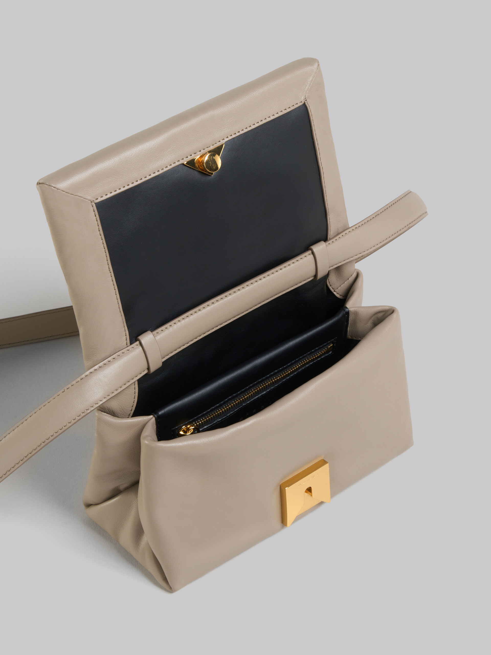 Marni Small Prisma Leather Shoulder Bag In Nude