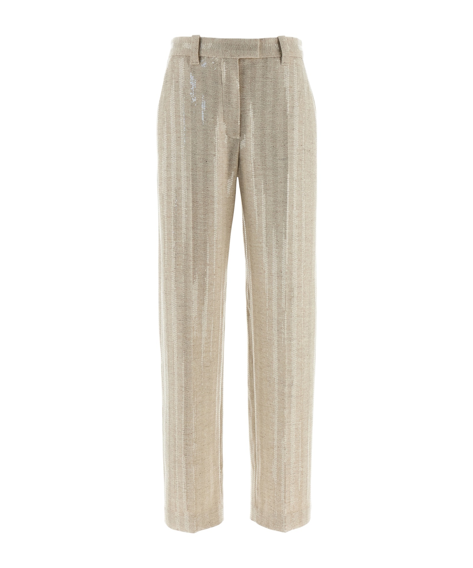 Brunello Cucinelli Herringbone Trousers With Straight Leg And Pockets In Neutral