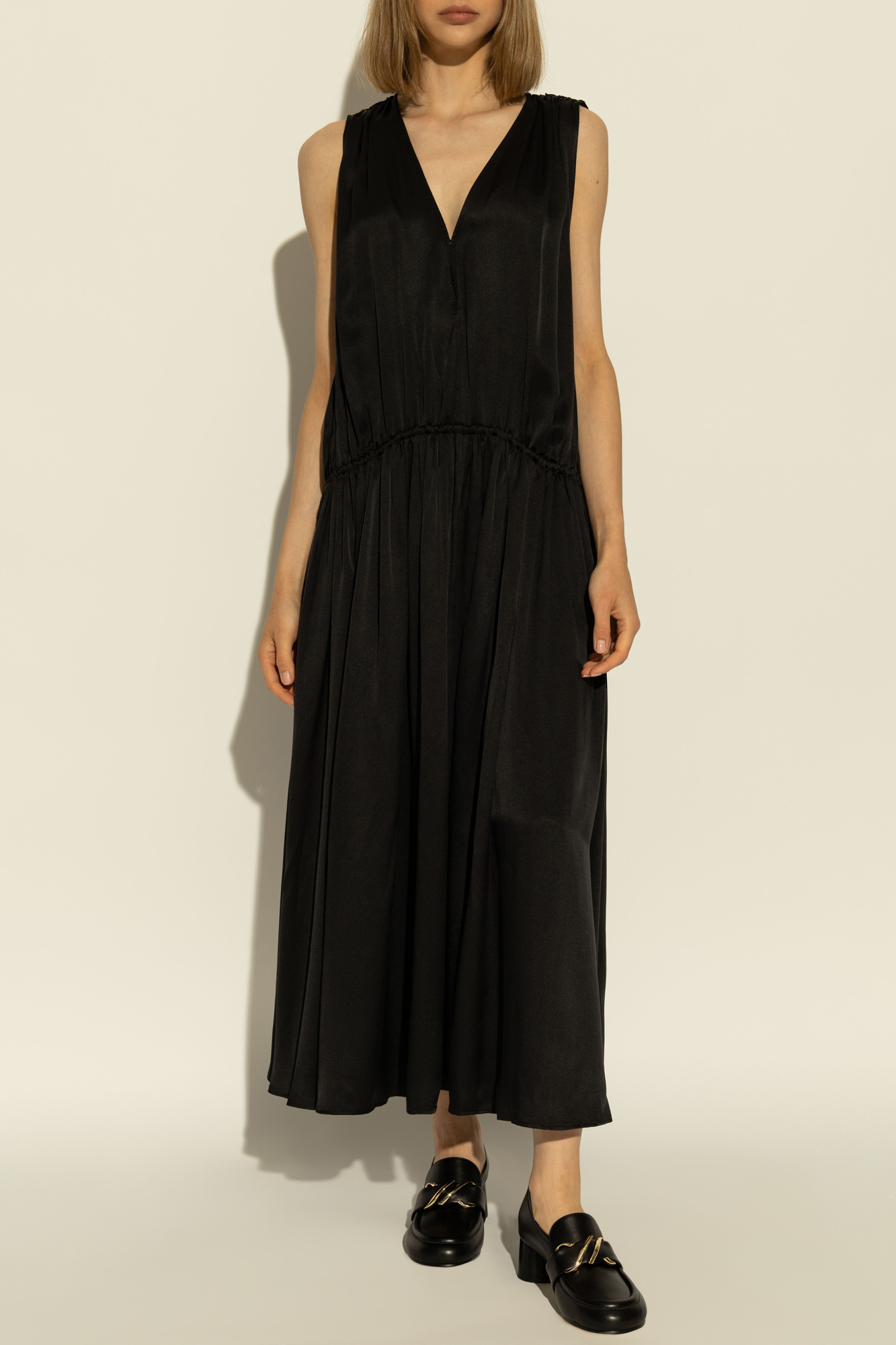 Shop Anine Bing Mia Silk Maxi Dress In Black