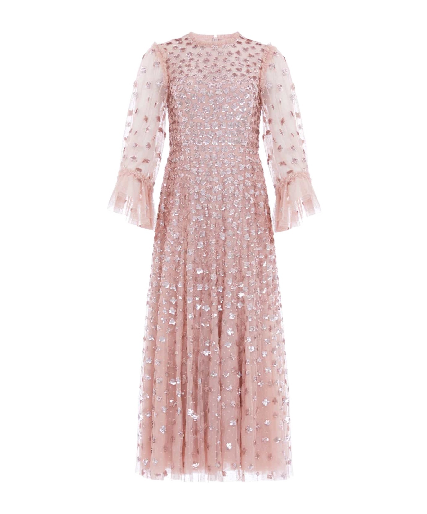 Needle & Thread Glisten Long-sleeved Ankle Dress In Pink