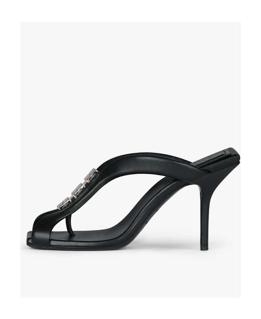 Givenchy G Woven Thong Sandals In Leather In Black