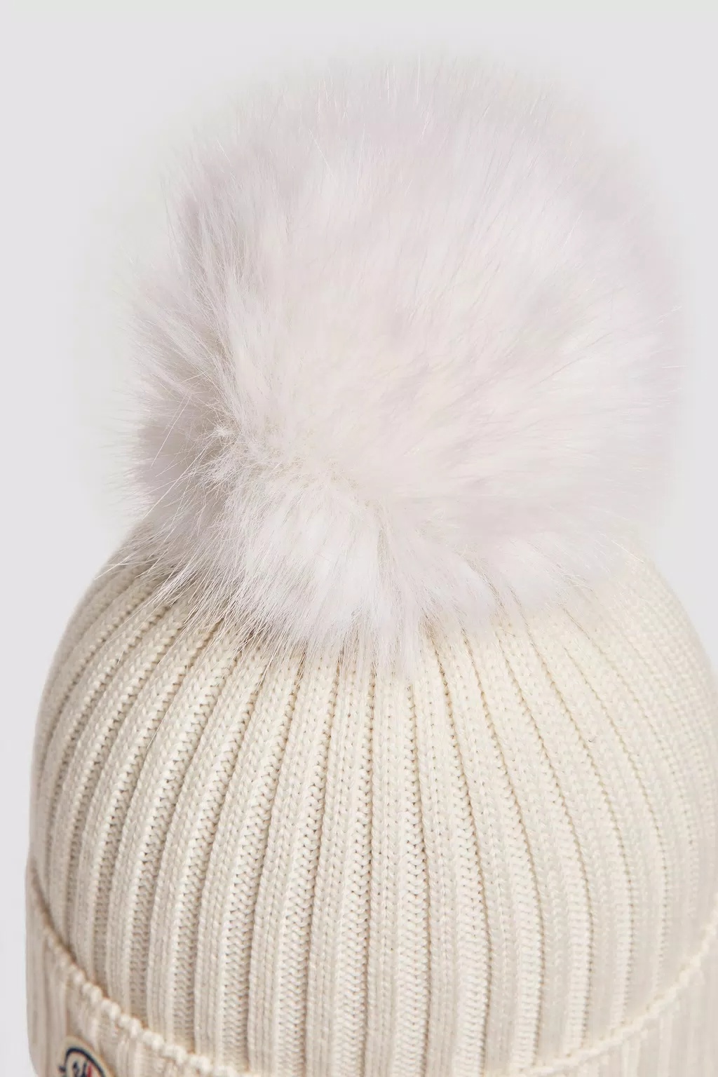 Moncler Pompom Ribbed Beanie In White