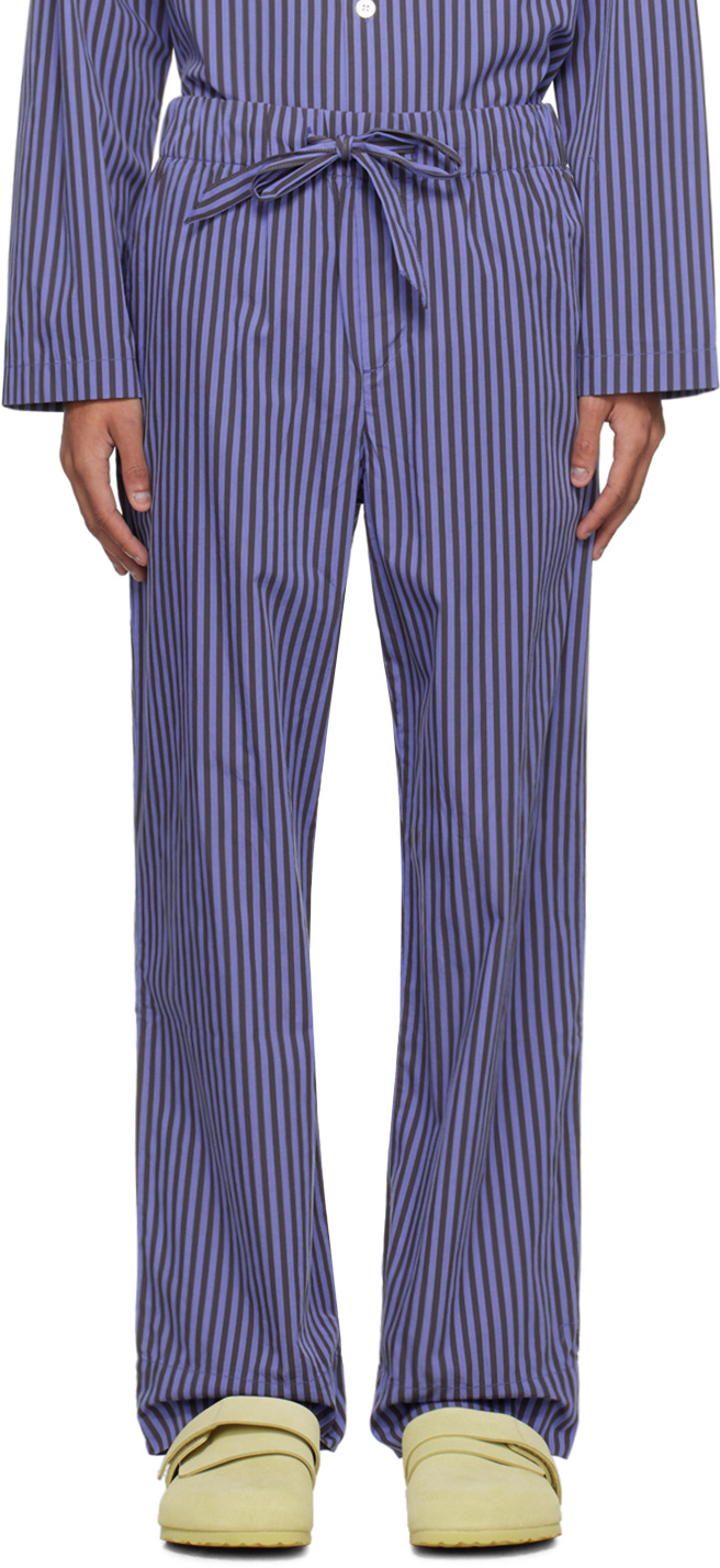 Tekla Verneuil Stripe-pattern Pyjama Trousers In Blue