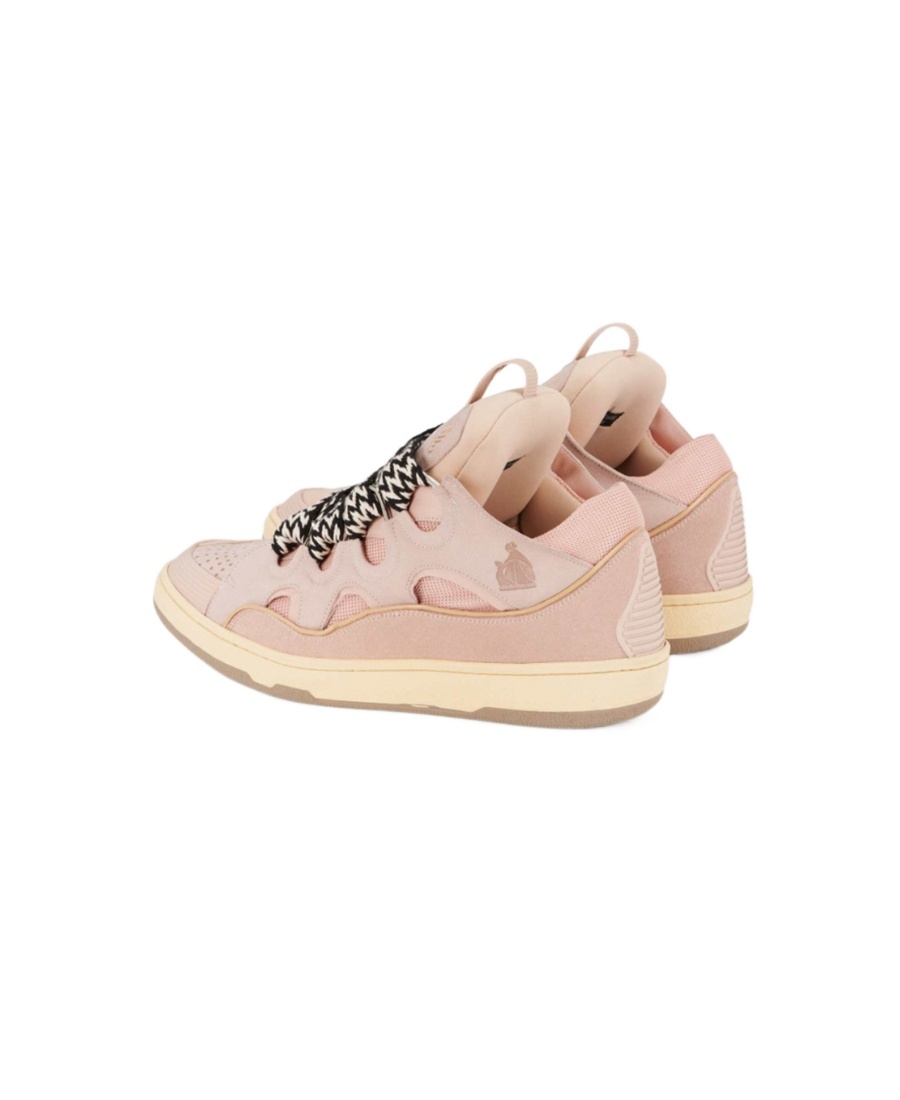 Shop Lanvin Curb Leather Sneakers In Nude