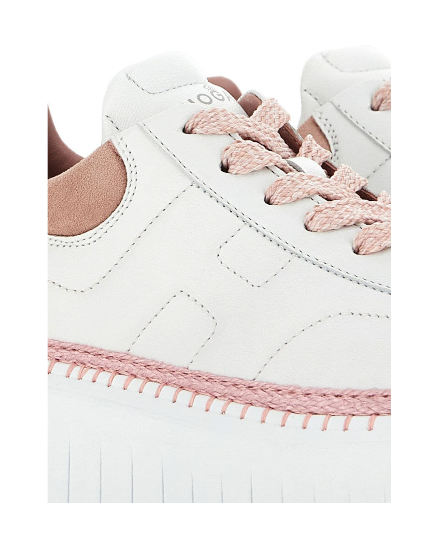 Hogan Leather H-stripes Platform Sneakers In White