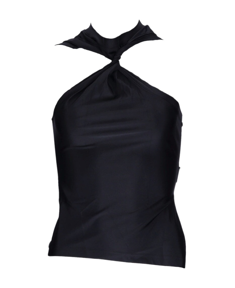 Courrèges One-word Shoulder Hollowed-out Vest In Black