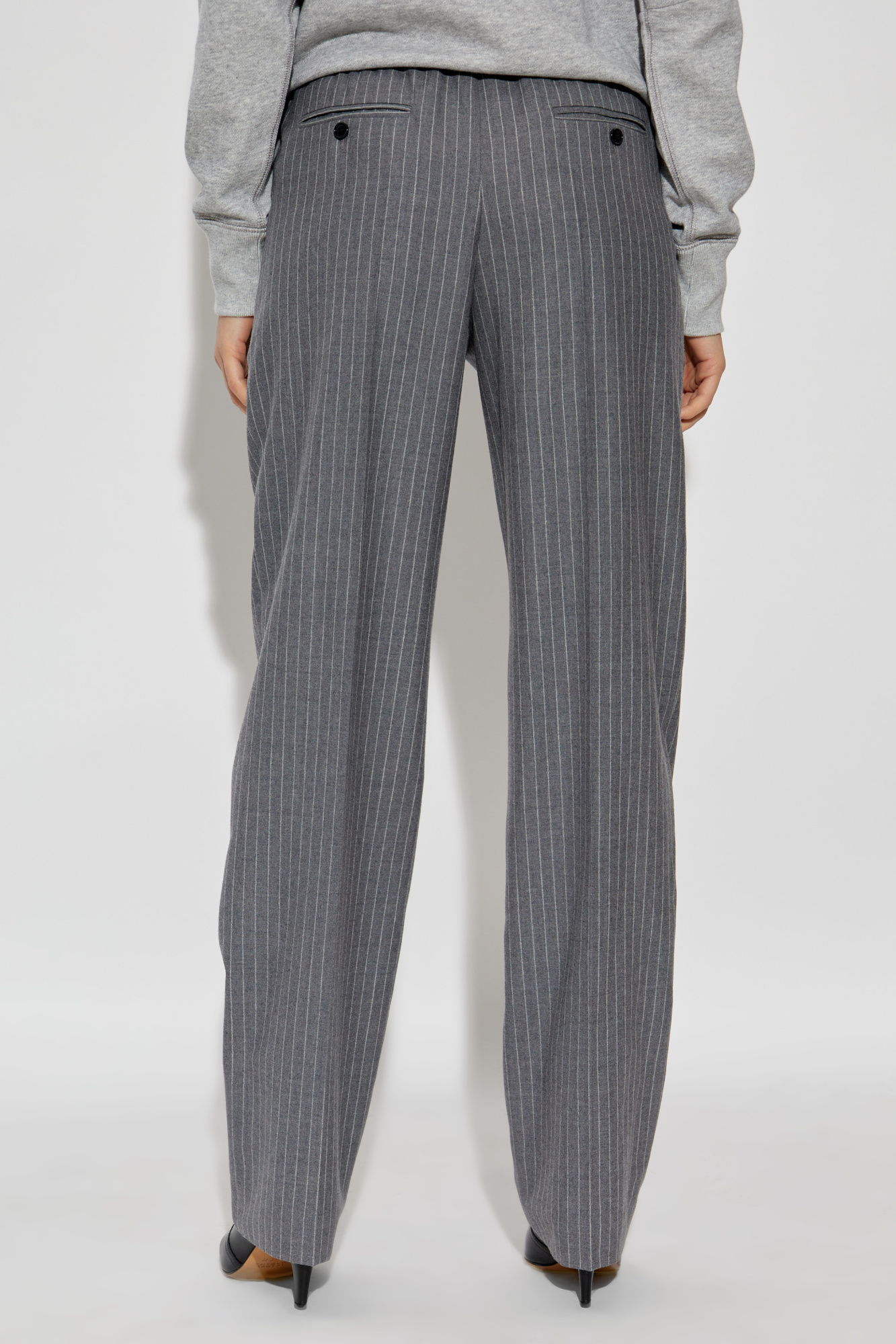 Isabel Marant Striped Casual Pants In Black