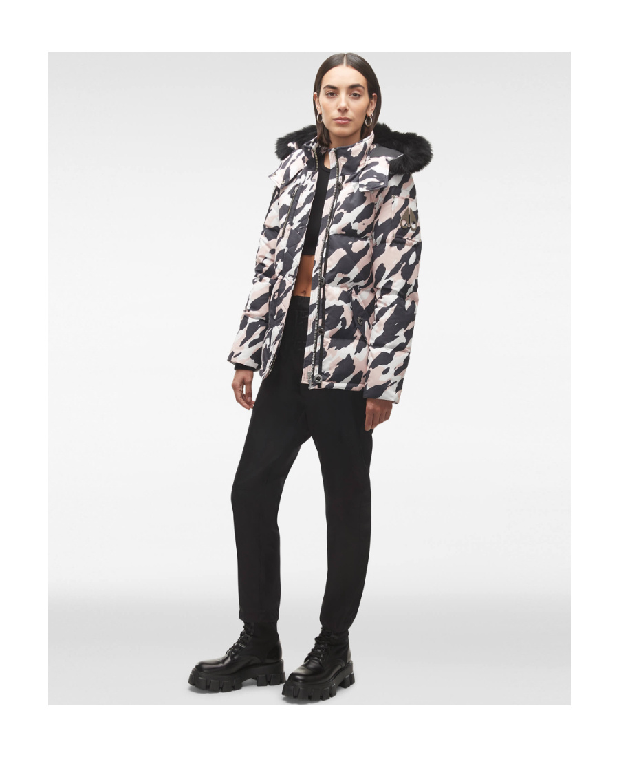 Moose Knuckles Camouflage Printed Down Jacket In Black