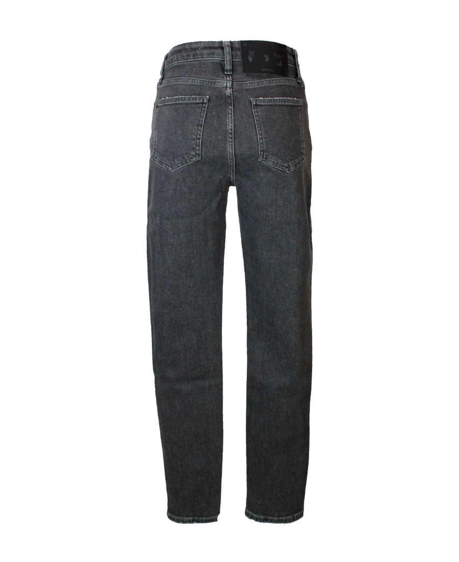 Off-white Slogan-print Cropped Skinny Jeans In Black