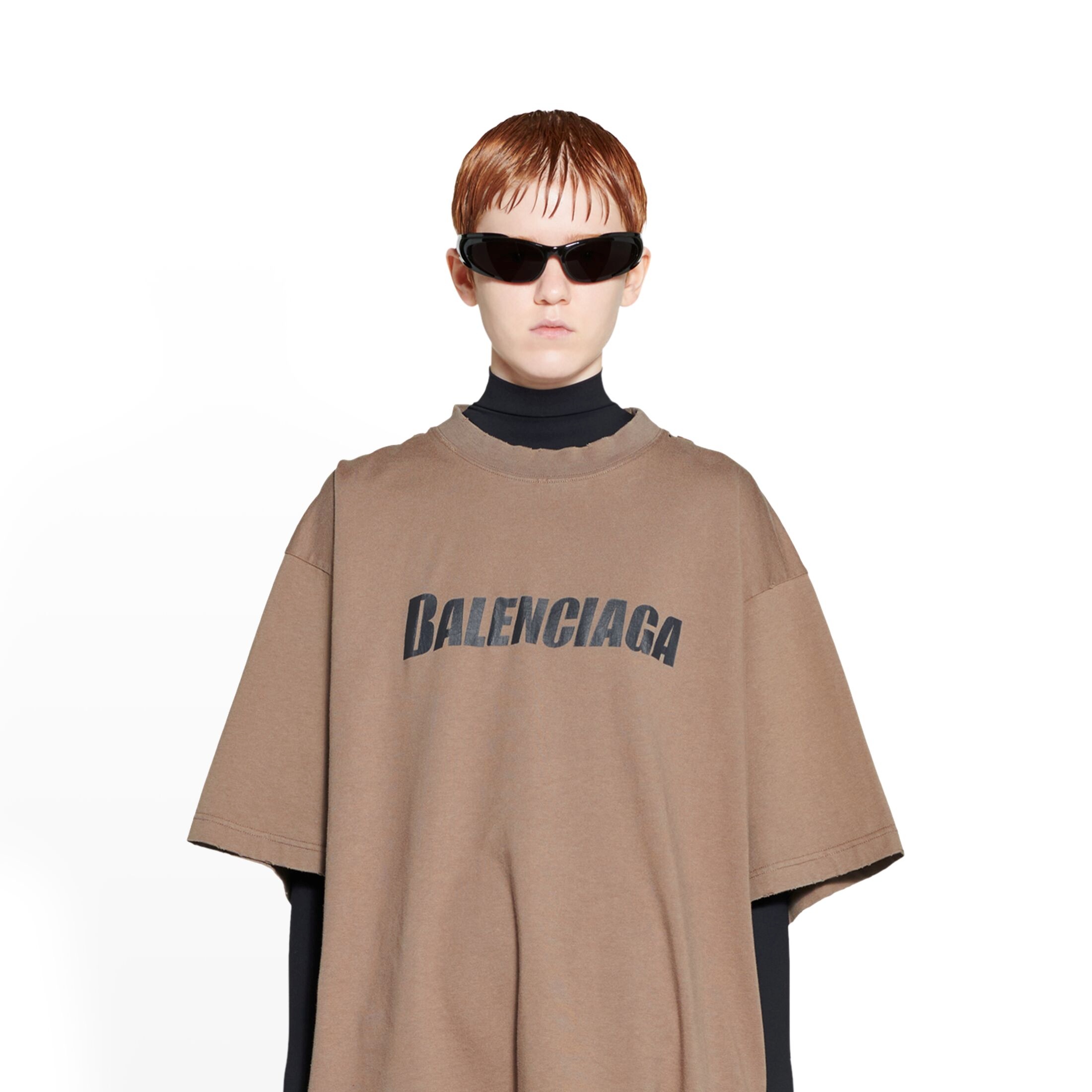 Balenciaga Logo-print Cotton T-shirt In Brown