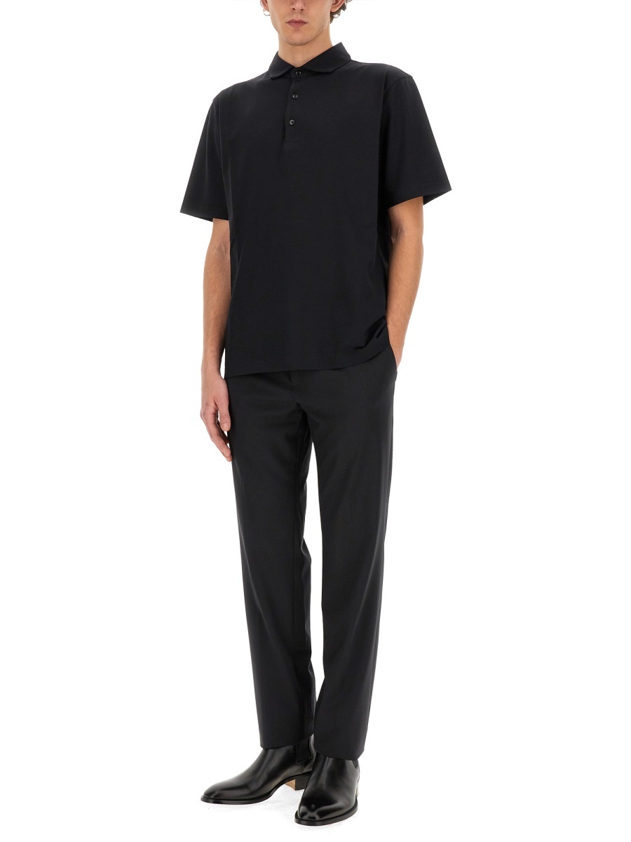 Lardini Black Jersey Polo With Classic Fit In Black