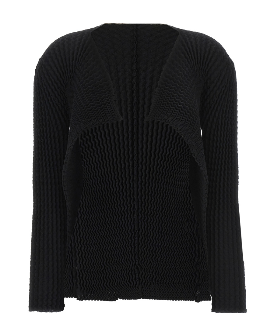ISSEY MIYAKE RIBBED-DETAILING OPEN-FRONT JACKET