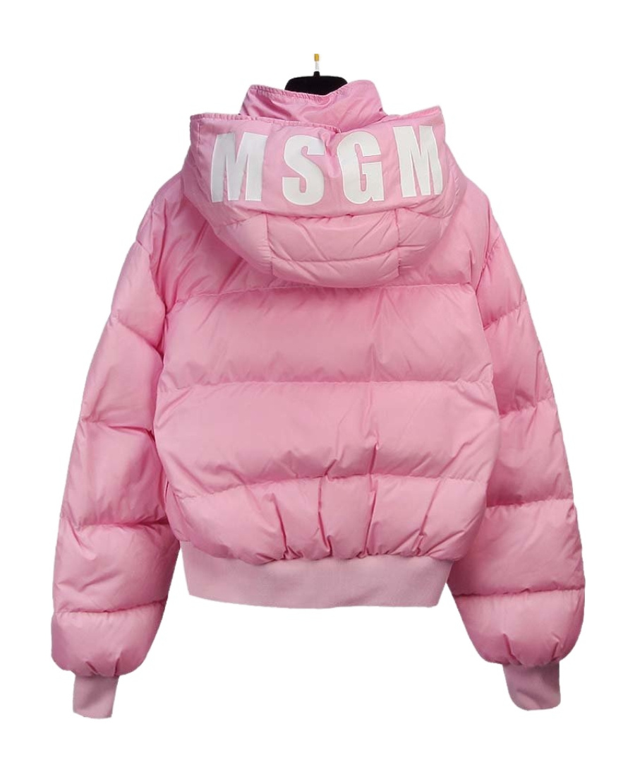 Msgm Hooded Down Jacket In Pink