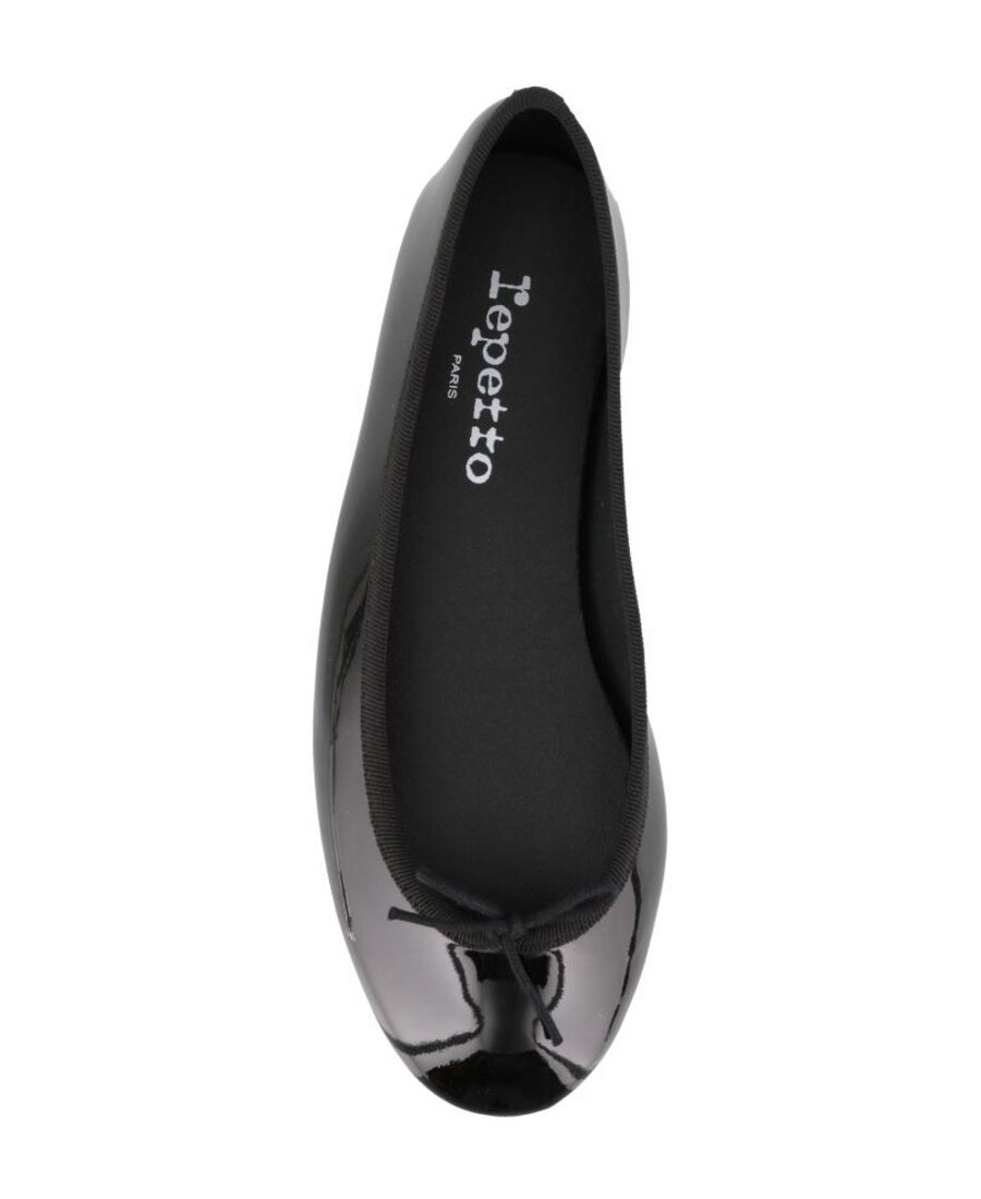 Repetto Bow Detail Patent Ballerina Shoes In Black