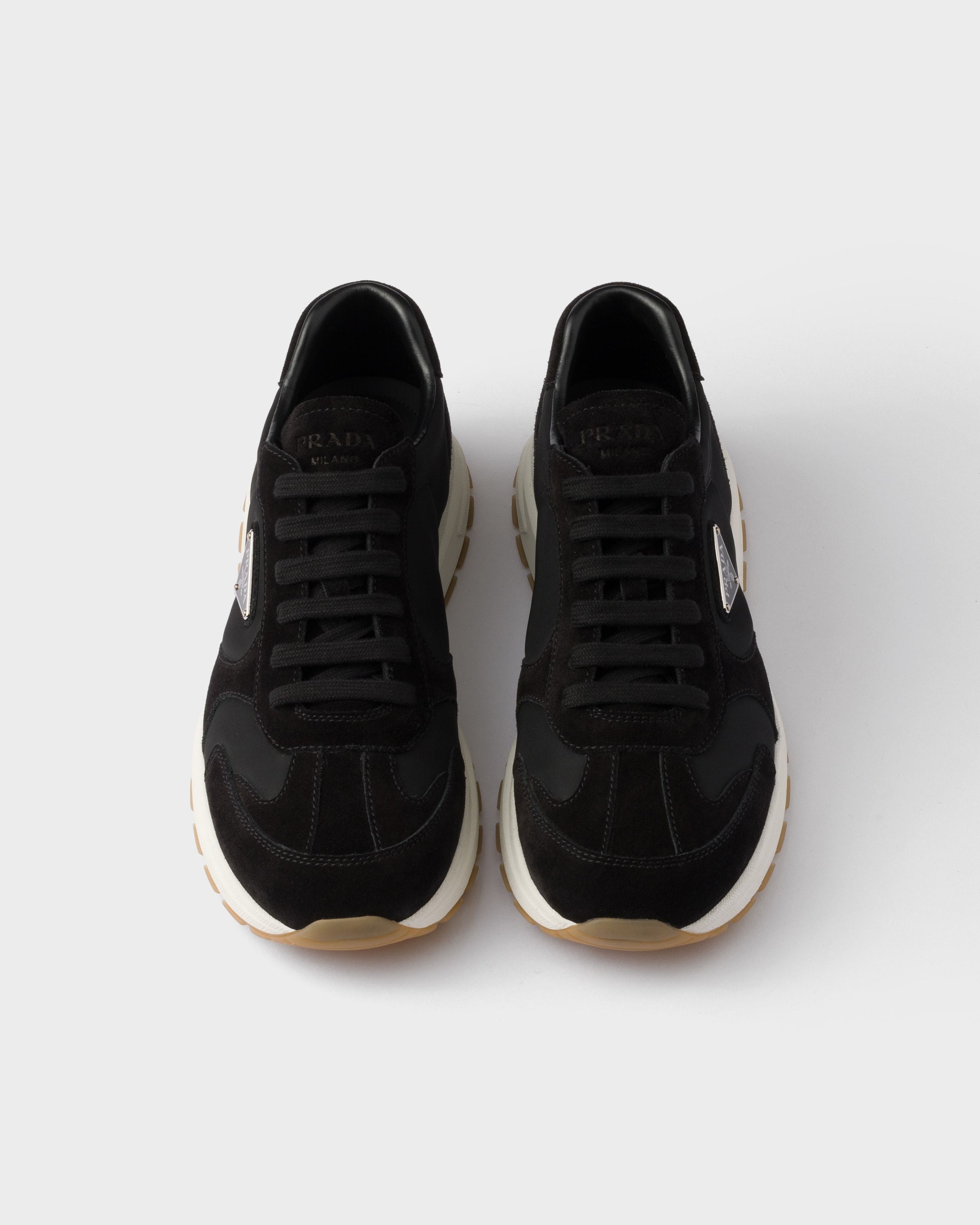 Prada Prax Suede And Re-nylon Sneakers In Black