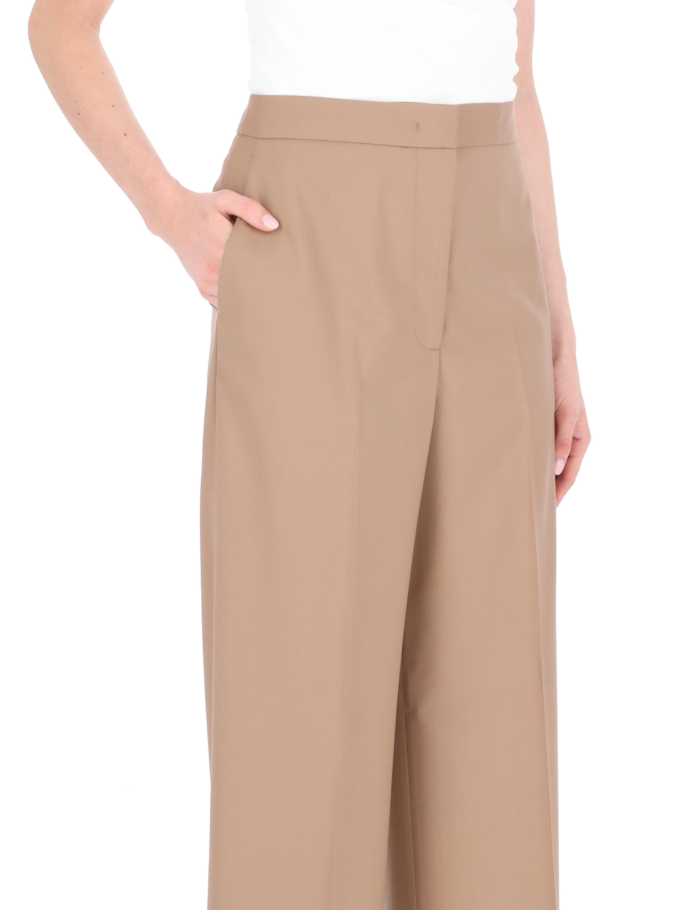 Fabiana Filippi Spoleto Trousers In Bi-stretch Fresco Wool In Nude