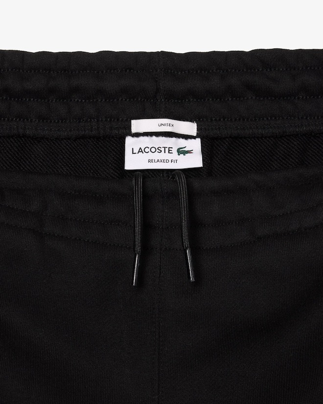 Lacoste Crocodile Badge Drawstring Cotton Sweatpants In Black